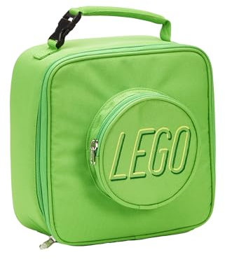 LEGO Lunch Bag, Durable and Insulated, with Mesh Pouch and Zip Compartment, Perfect for On-The-Go Meals, Green, One Size, Brick Lunch Bag