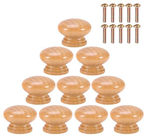 10 Stücke S/M/L Natürliche Holzgriff Runde Pilz Schrank Schrank Schublade Knöpfe Zieht Griffe mit Schrauben(28MM)