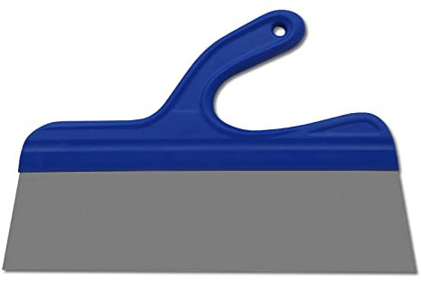 DEWEPRO® Breitspachtel - Flächenspachtel - Malerspachtel mit gebogenem Kunststoff-Griff und Edelstahlklinge - 350x90mm - Maurerspachtel
