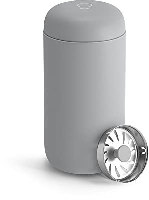 Fellow 12 oz Carter Move Travel Mug - Vacuum-Insulated Stainless Steel Travel Coffee Mug - Coffee Tumbler with Ceramic Interior and Splash Guard - Matte Grey