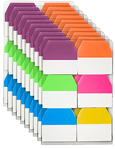 VANRA 1200 Pcs Sticky Index Tabs Selbstklebende Highlighter Tabs, beschreibbar und repositionierbar Etiketten Seite Marker für das Lernen Arbeit, 10 Set