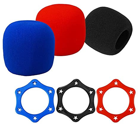LIXBD Esagonale Anti-rotolamento Mic Anelli di Protezione E 3 Pezzi Sostituzione Auricolare Microfono Pad Pad Parabrezza Schiuma Copertura 3 Pz