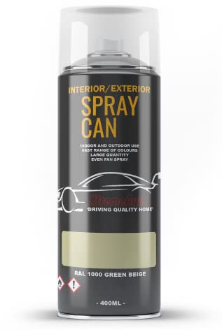 Xtremeauto Spray Paint Finish For Indoor And Outdoor Use Garden Cars Home Kitchen Bathroom Furniture Art Craft Bikes Radiators Metal Wood Plastic Glass UPVC Stone PVC RAL 1000 Green Beige