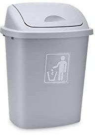 RUGOD Pattumiera Cestino Bidone della Spazzatura da Cucina, bidone della Spazzatura in plastica for Interni ed Esterni, Hotel Scolastico (Grigio, Dimensioni: 10,5 galloni) Immondizia Bidoncino