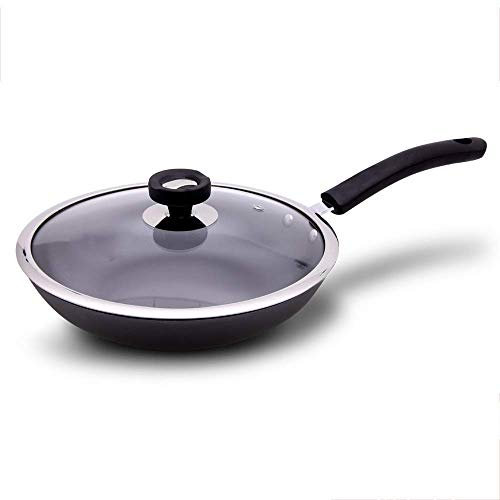 OQHAIR Sartén de Hierro Fundido Sartén para Sándwich Sartén Grande Sartén Comercial Sartén de Carne Frita de Gran Tamaño Extra Grande No es Pegajosa (Tamaño : A) (Black A)