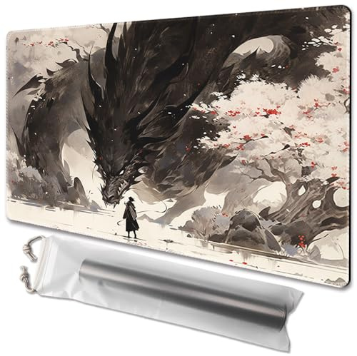 MTG Tapis de Jeu Taille 61 x 35,6 cm Sacs de Rangement gratuits Impression Dos antidérapant, idéal pour Les Amateurs de Jeux de Cartes, Tapis de Souris JCC Shadow Dragon (sans Plateau)