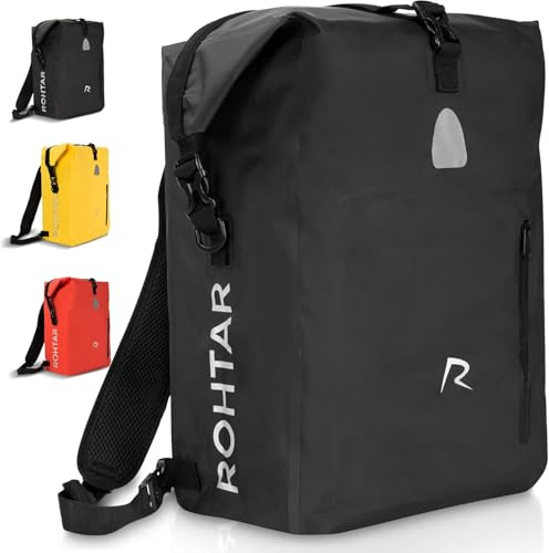 Ceciliec Sacoche de vélo - Sacoche pour porte-bagages & Sac à dos pour vélo Étanche - Sacoche pour porte-bagages à porter sur l'épaule (Noir, 18L)