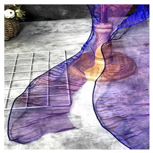 AMateschitz Plissee Spitzenborte Organza Farbverlauf Tüll Rüschen Bunt Rüschenbesatz Spitzenstoff Plissiert Rüschenband für Hochzeitskleid Zubehör Applikationen DIY Handwerk Nähen Blau-Violett 1 Yard