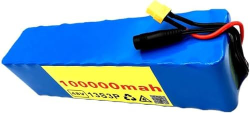 Batteria per Bici Elettrica, 48 V, 100 Ah, Batteria al Litio,13S3P,Batteria Ricaricabile agli Ioni di Litio,48 Volt,Batteria per Bici Elettrica,Spina A T per Monopattino Elettrico T