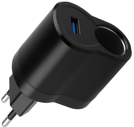 Adaptateur Allume-Cigare 220 V vers 12 V, Convertisseur CA vers CC avec Prise Secteur UE, Transformateur 220V vers 12V Allume Cigare, Chargeur Universel pour Voiture, GPS Caméra USB