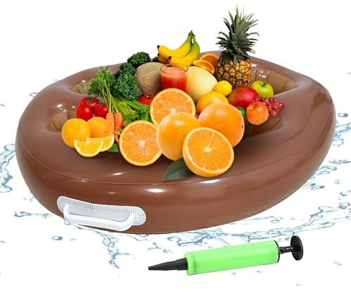 Inflatable Drink Holder - Multi-Slot Floating Beverage Tray, Large Pool Float Organizer with Air Pump, Foldable Floating Table for Beach Poolside Hot Tub Picnic Outdoor Deck Party, 19.69 Inches