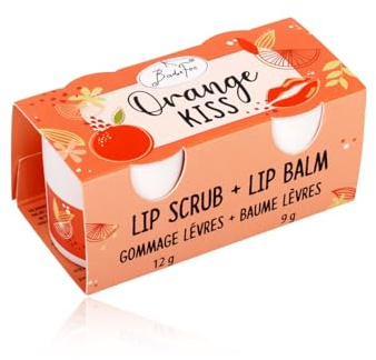 BadeFee Lippenpflege Duo Kiss – Peeling & Balsam für rundum gepflegte Lippen, made in Germany (15ml & 10ml, Orange Kiss)