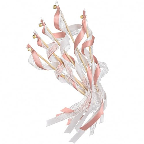 EinsSein 20x Wedding Wands Romantic rosa | Hochzeitsstäbe mit Glöckchen | Glöckchenstab für Hochzeitsfeiern Weihnachtsfeiern Geburtstagsfeiern Spiele | Glücksstäbe kombinierbar mit Seifenblasen