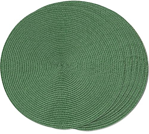 FunWheat Lot de 6 Sets de Table Ronds tressés pour Tables de Salle à Manger, lavables, antidérapants, 38 cm, Couleur Olive