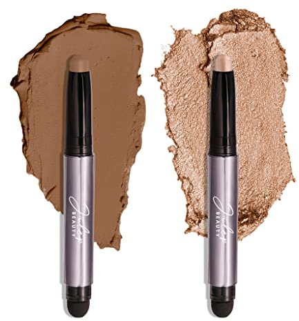 Julep Eyeshadow 101 Crème-to-Powder Eyeshadow Stick (Sand Shimmer & Ginger Matte) Long-Lasting, Waterproof Eye Shadow - Blendable, Crease-Proof with Built-In Smudger
