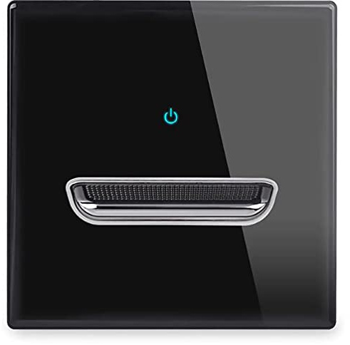 1/2/3/4 Gang 2 Way Black/White/Grey/Gold Wall Light Switch Chrome Toggle Press Button Tempered Glass Plate Blue LED Light (1 gang 2 way black)