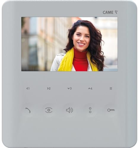 CAME Videocitofono vivavoce PLX V di colore bianco con tasti soft-touch display LCD da 5 4 tasti per chiamate intercomunicanti o comandi ausiliari per gestione accessi e comunicazione a casa