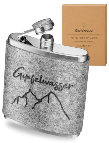 Gipfelgaudi Flachmann mit Filzüberzug & Lasergravur – 200 ml Edelstahl Taschenflasche | Stilvoller Begleiter für unterwegs & besondere Momente