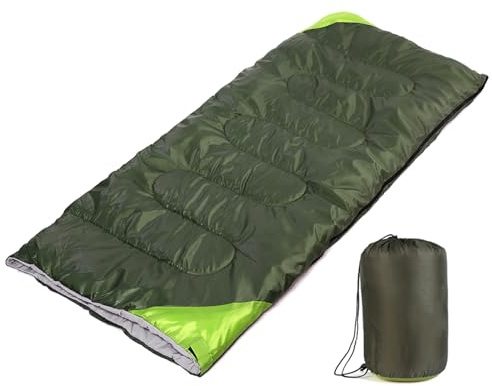 Backpack Sleeping Bag for Adults - Lightweight, Waterproof, Comfortable for Spring, Summer, Autumn - Hiking, Travel, Camping (Military Green, Single-74.8 * 29.5in)