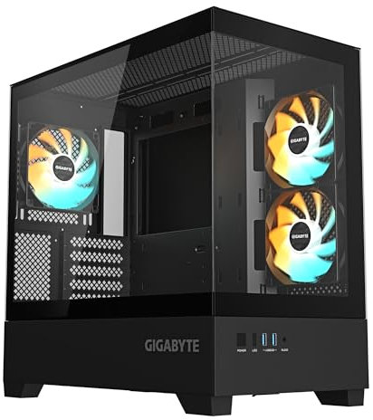 GIGABYTE C201 Panoramic Boîtier PC – Tour Moyenne, m-ATX, Prise en Charge radiateur 360 mm, 3 Ventilateurs préinstallés, USB 3.0, Compatible RGB Fusion