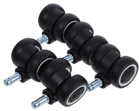 HOMSFOU 5pièces Roues De Chaise Silencieuses Roulettes Universelles à Double Roulement Pour Bureau Et Chaise Gaming Rotation Pour Sol Durs Et Moquettes