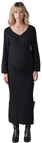 ENVIE DE FRAISE Robe Longue de Grossesse en Maille côtelée Noir 46/48