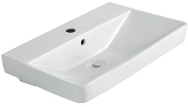 sanicomfort Waschbecken OPIA, eckig, 55 cm, Waschtisch aus Sanitärkeramik, weiß