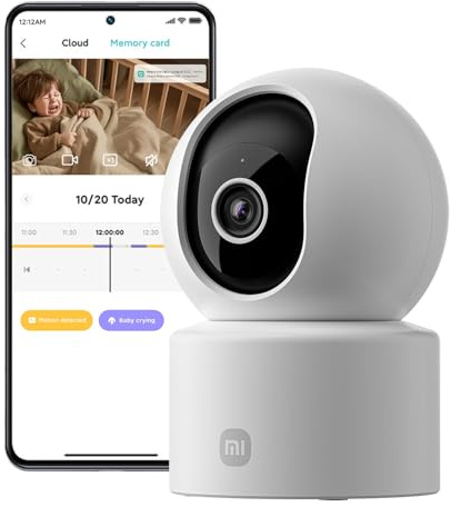 XIAOMI C302 2K 3MP cámara Interior con privacidad, Giro 360°, detección IA bebés/Mascotas, Audio bidireccional, Compatible con Alexa y Google