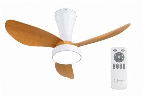 DUPI Ventilador de Techo PRO AIR | Motor DC Silencioso | 6 Velocidades | Luz LED Dimmable 3000–6000K | Mando con Temporizador | Ø 80 cm | Blanco/Haya