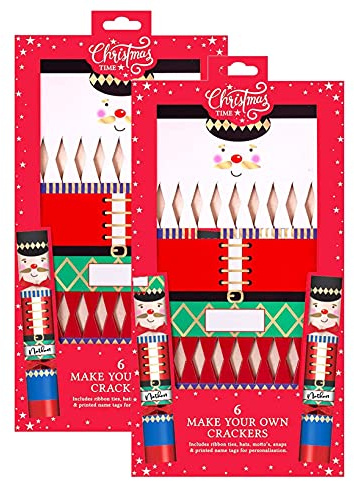YöL 12 x Make Your Own Christmas Crackers Nutcracker DIY Kit Empty Party Craft