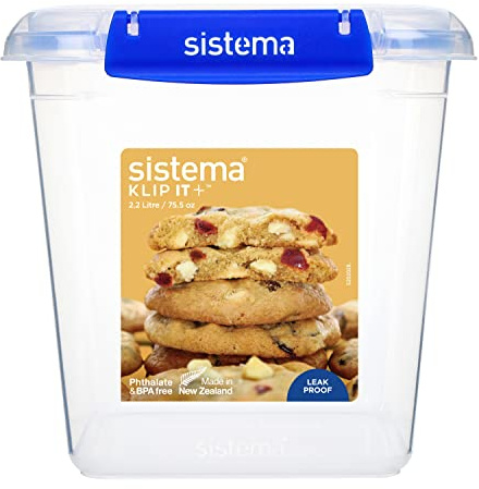 Sistema 883346 Klip It Plus Square Container, Polypropylene, 2.2Lt