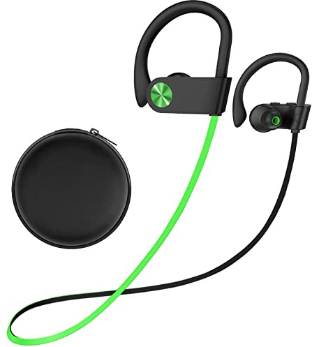 Stiive Bluetooth Headphones, 5.3 Wireless Sports Earbuds IPX7 Waterproof with Mic, Stereo Sweatproof in-Ear Earphones, Noise Cancelling Headsets for Gym Running Workout, 16 Hours Playtime - GreenBlack
