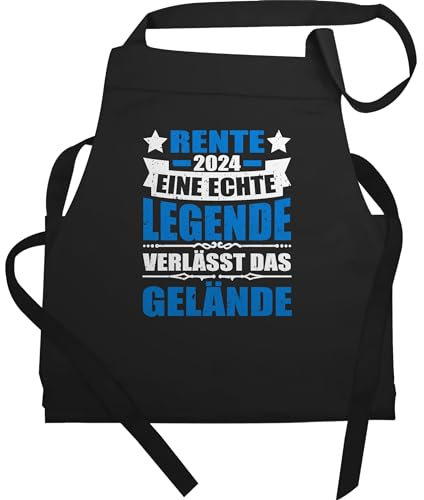 Shirtracer Schürze Geschenk - Rentner - Erwachsene - Rente 2025 eine echte Legende verlässt das Gelände - 60x87 - Schwarz - retirement pensionierung sprüche kochschürze zum ruhestand