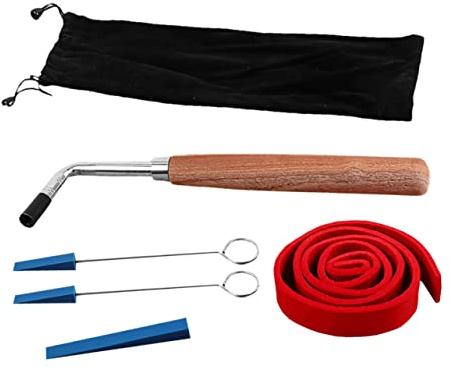 Vaguelly Klavierstimmwerkzeug Satz mit Metall und Holz L-förmiger Stimmhammer und Stummschaltungsstreifen aus Stoff Modell D201 Geeignet für Klavierstimmer und Pianisten bei Klavierstimm