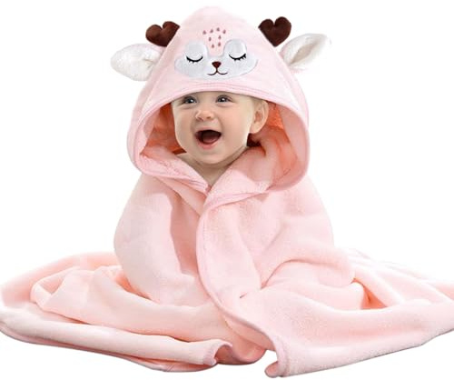 Asnewkit Asciugamano con cappuccio, asciugamano da bagno per bambini con cappuccio, design unico con animali, asciugamano per bambini con cappuccio, asciugamani morbidi e assorbenti, per neonati e