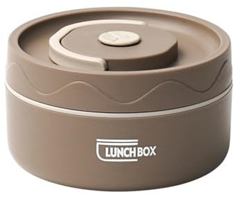 Ginobili Food Warm Lunch Container,Stainless Steel Thermal Lunch Container Portable Thermal Bento Box Food Container Brown A and Portable Easy to Use