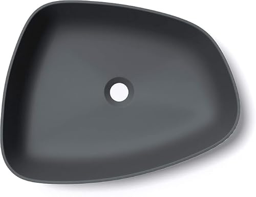 Mai & Mai Lavabo da Appoggio in Marmo Fuso 51.1x38.7x12cm, Colossum806 | Antracite Opaco, Lavandino Bagno, Stampaggio Monopezzo, Nano-rivestimento, Bordi Sottili