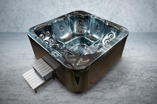 American Outdoor Whirlpool Torina Pearl Shadow 215 x 215 cm – 5 personer – 53 massagemunstycken – Gecko kontroll – LED färgljus – UV-vattenberedning – full isolering – inkl. termoskydd och fällbart
