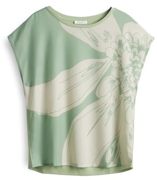 OPUS Damen Kurzarmshirt | Printshirt SAMELIE Print Regular mit floraler Artwork Green Glow, 44