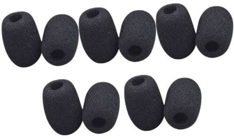Cubiertas de Micrófono de Esponja Mini, 10 Piezas, Negro | Micrófono de Solapa Inalámbrico, Diseño Compacto, Uso Libre, Conferencias y Enseñanza