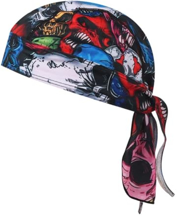 AMateschitz unisex bandana keps sport skelett huvudduk piratduk UV-skydd snabbtorkande pannband sport huvudbonad skalle mössa cykling cykel huvudbonad för kvinnor män, Svart#2, one size