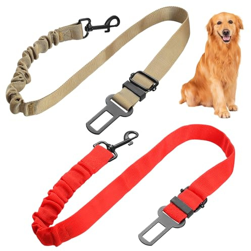 2 Pcs Dog Seat Belts for Cars UK, Reflective Adjustable Dog Car Seat Belt Seat Belt UK with Buckle & Swivel Hook for Car Travel(2 Colors)