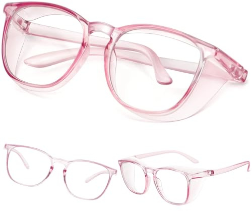 Peosaard Occhiali protettivi antiappannamento, Occhiali protettivi da donna antiappannamento avvolgenti Blocco luce blu Antiscivolo Senza plastica per uomo Donna, Trasparente