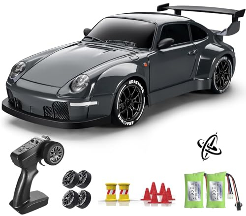 ACAMMZAR Macchina Telecomandata RC Drift con Giroscopio, 1:24 25KM/H 4WD Proporzionale Completo Macchine Telecomandate, Radiocomandata Auto RC Car con Gyro per Adulta Bambini,Grigio