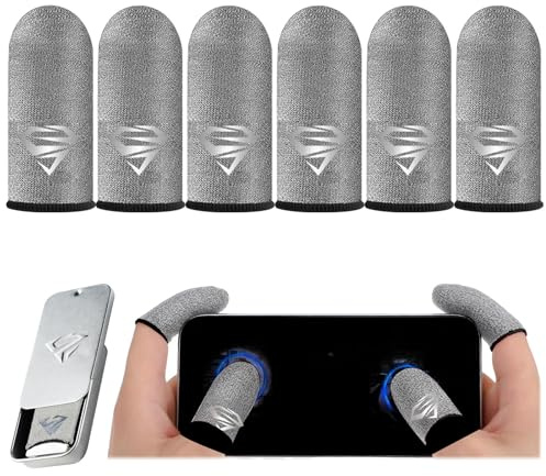 6 Pcs Finger Sleeves Gaming Atmungsaktiv, Fingersleeves Gaming Finger Sleeve Ultraempfindlich Schweißfest rutschfest Berührungsempfindlichkeit für Touchscreen Spiel Mobile mit 1 Aufbewahrungsbox