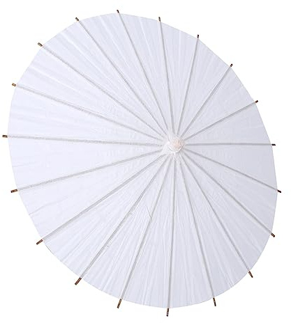 TYTOGE Parasol en Papier Blanc pour Décoration de Mariage, Bambou 16,5 Pouces (Rayon 42 cm)