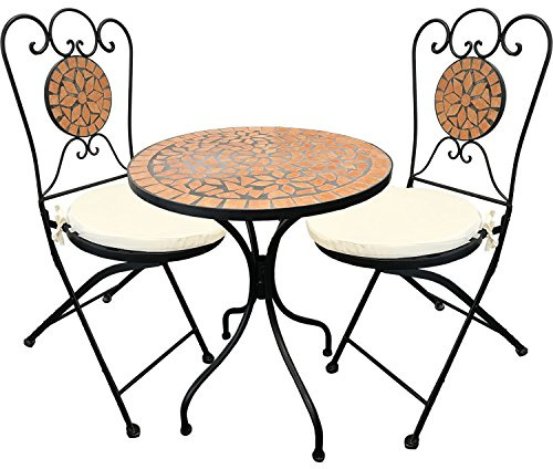 De Mobilier de jardin Table de jardin chaises Mosaïque Bistro Set de table 5 pièces