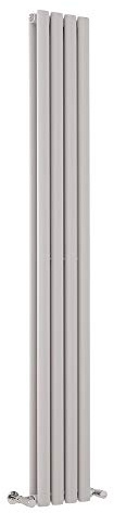 Milano Aruba - Light Grey Vertical Double Oval Panel Radiator - 1780mm x 236mm