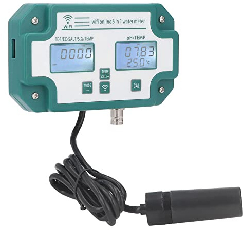 6 in 1 Multifunktionaler Wasserqualitätsmesser WiFi-Verbindung PH TDS EC SG Salztemperaturtester für Aquarien(EU)
