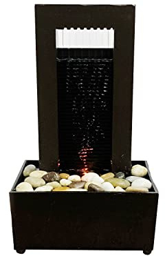 Nature's Mark 9.8 H Gapped Raining Slate Tabletop Water Fountain with Natural River Rocks and LED Lights (Power Cord Attached)
